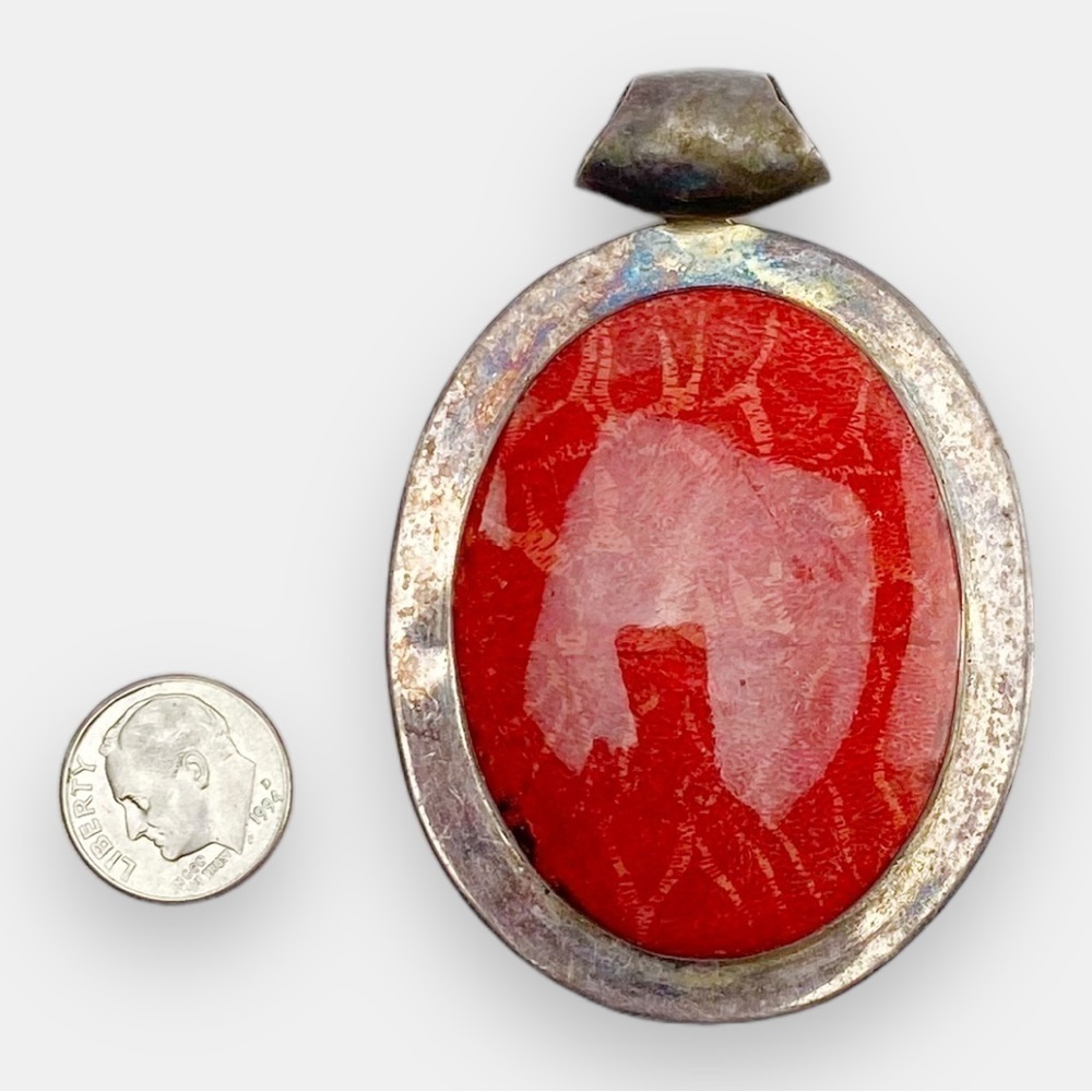 Large Stone Pendant in Silver Frame Stamped 925​ - Picture 4 of 4